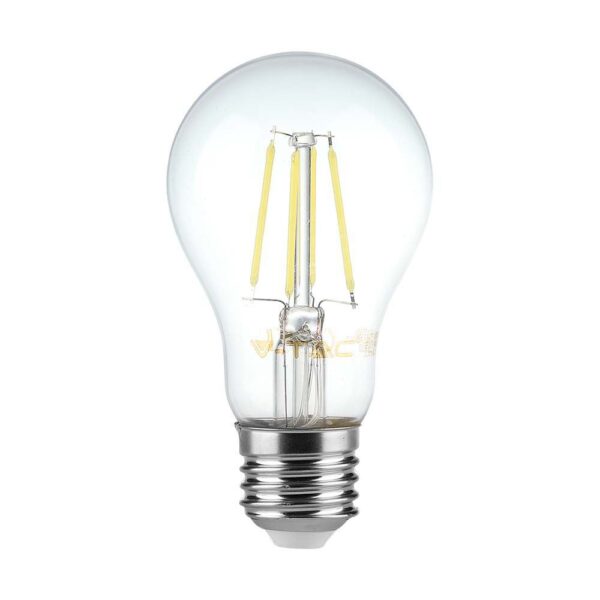 Λάμπα LED E27 A60 Filament 8W θερμό λευκό 3000K γυαλί διάφανο dimmable V-TAC - 212815