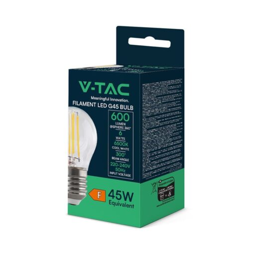 Λάμπα LED Filament E27 G45 6W 6500K V-TAC – 212844VT