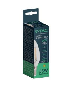 Λάμπα LED E14 Κερί Filament 6W 3000K γυαλί διάφανο V-TAC – 212848