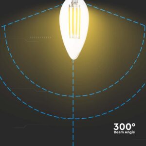 Λάμπα LED E14 Κερί Filament 6W 3000K γυαλί διάφανο V-TAC – 212848