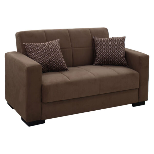2 seater sofa-bed Vox pakoworld fabric velvet brown 148x77x80cm 213-000004