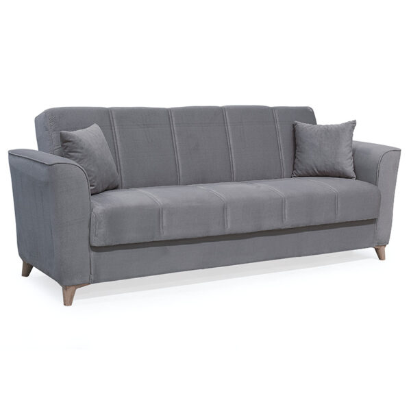 3 seater sofa-bed Asma pakoworld velvet grey mouse  217x76x85cm 213-000020