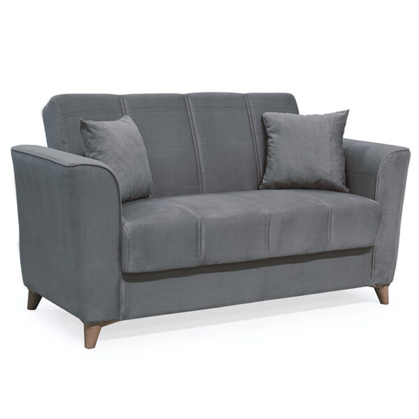 2 seater sofa-bed Asma pakoworld velvet grey mouse 156x76x85cm 213-000021