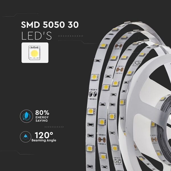 LED Ταινία 6W V-TAC Dimmable 500lm/m Ψυχρό Λευκό 6400K 5 Μέτρα – 212133