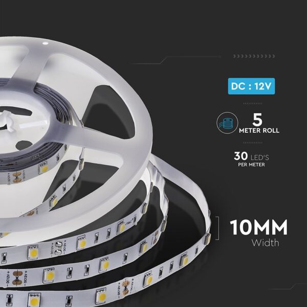LED Ταινία 6W V-TAC Dimmable 500lm/m Ψυχρό Λευκό 6400K 5 Μέτρα – 212133