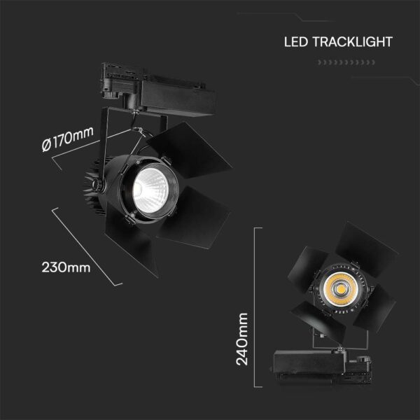 LED φωτιστικό ράγας Samsung COB 33W 4000K Μαύρου Χρώματος V-TAC – 21372