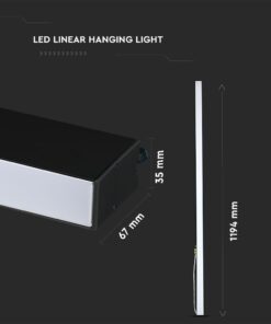 LED Γραμμικό Κρεμαστό Φωτιστικό 120cm Μαύρο 40W V-TAC PRO Samsung Chip 3720lm 120° Φυσικό Λευκό 4000K – 21374