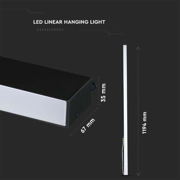 LED Γραμμικό Κρεμαστό Φωτιστικό 120cm Μαύρο 40W V-TAC PRO Samsung Chip 3720lm 120° Φυσικό Λευκό 4000K – 21374
