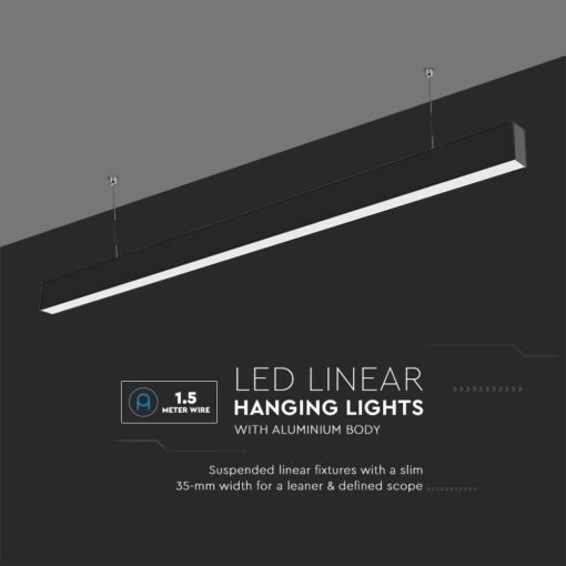 LED Γραμμικό Κρεμαστό Φωτιστικό 120cm Μαύρο 40W V-TAC PRO Samsung Chip 3720lm 120° Φυσικό Λευκό 4000K – 21374