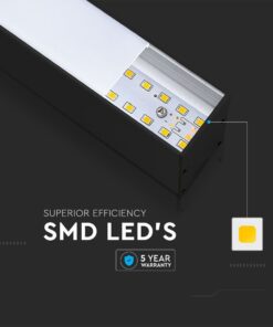 LED Γραμμικό Κρεμαστό Φωτιστικό 120cm Μαύρο 40W V-TAC PRO Samsung Chip 3720lm 120° Φυσικό Λευκό 4000K – 21374