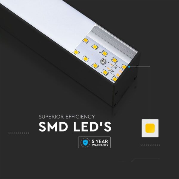 LED Γραμμικό Κρεμαστό Φωτιστικό 120cm Μαύρο 40W V-TAC PRO Samsung Chip 3720lm 120° Φυσικό Λευκό 4000K – 21374