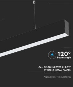 LED Γραμμικό Κρεμαστό Φωτιστικό 120cm Μαύρο 40W V-TAC PRO Samsung Chip 3720lm 120° Φυσικό Λευκό 4000K – 21374