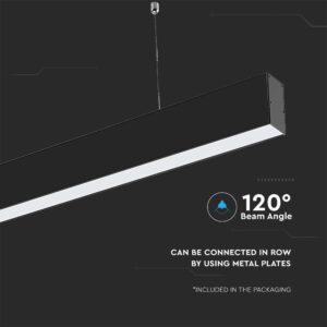 LED Γραμμικό Κρεμαστό Φωτιστικό 120cm Μαύρο 40W V-TAC PRO Samsung Chip 3720lm 120° Φυσικό Λευκό 4000K – 21374