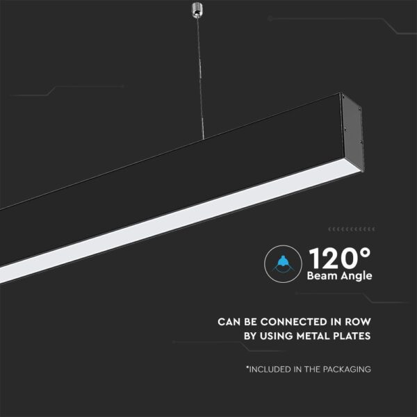 LED Γραμμικό Κρεμαστό Φωτιστικό 120cm Μαύρο 40W V-TAC PRO Samsung Chip 3720lm 120° Φυσικό Λευκό 4000K – 21374
