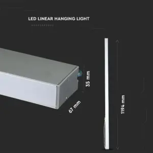 LED Γραμμικό Κρεμαστό Φωτιστικό 120cm Ασημί Linkable 40W V-TAC PRO Samsung Chip 3300lm 120° Φυσικό Λευκό 4000K – 21375