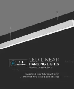 LED Γραμμικό Κρεμαστό Φωτιστικό 120cm Ασημί Linkable 40W V-TAC PRO Samsung Chip 3300lm 120° Φυσικό Λευκό 4000K – 21375