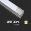 LED Γραμμικό Κρεμαστό Φωτιστικό 120cm Ασημί Linkable 40W V-TAC PRO Samsung Chip 3300lm 120° Φυσικό Λευκό 4000K – 21375