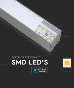 LED Γραμμικό Κρεμαστό Φωτιστικό 120cm Ασημί Linkable 40W V-TAC PRO Samsung Chip 3300lm 120° Φυσικό Λευκό 4000K – 21375