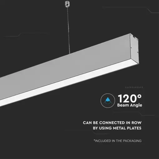 LED Γραμμικό Κρεμαστό Φωτιστικό 120cm Ασημί Linkable 40W V-TAC PRO Samsung Chip 3300lm 120° Φυσικό Λευκό 4000K – 21375