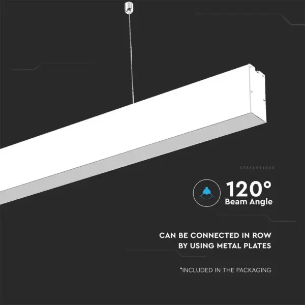 LED Γραμμικό Κρεμαστό Φωτιστικό 120cm Λευκό Linkable 40W V-TAC PRO Samsung Chip 3360lm 120° Φυσικό   4000K – 21376