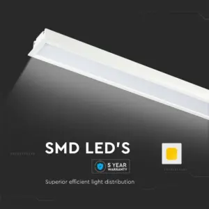 LED Γραμμικό Χωνευτό Φωτιστικό 120cm Λευκό Linkable 40W V-TAC PRO Samsung Chip 3620 lm 120°Φυσικό 4000K – 21381