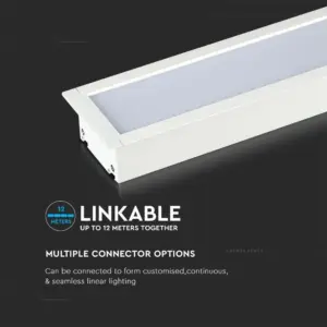 LED Γραμμικό Χωνευτό Φωτιστικό 120cm Λευκό Linkable 40W V-TAC PRO Samsung Chip 3620 lm 120°Φυσικό 4000K – 21381