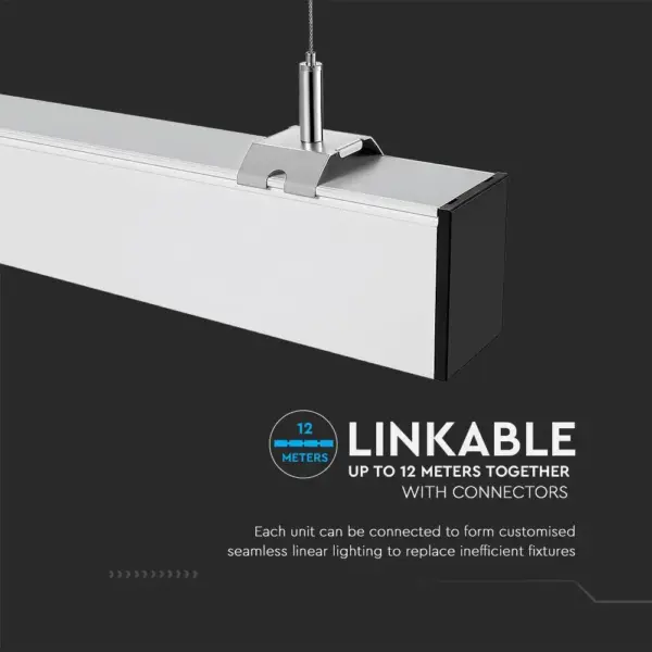 LED Γραμμικό Κρεμαστό Φωτιστικό 120cm UGR<19 Λευκό Linkable 40W Dimmable V-TAC PRO Samsung Chip 3510lm Φυσικό Λευκό 4000K – 21383