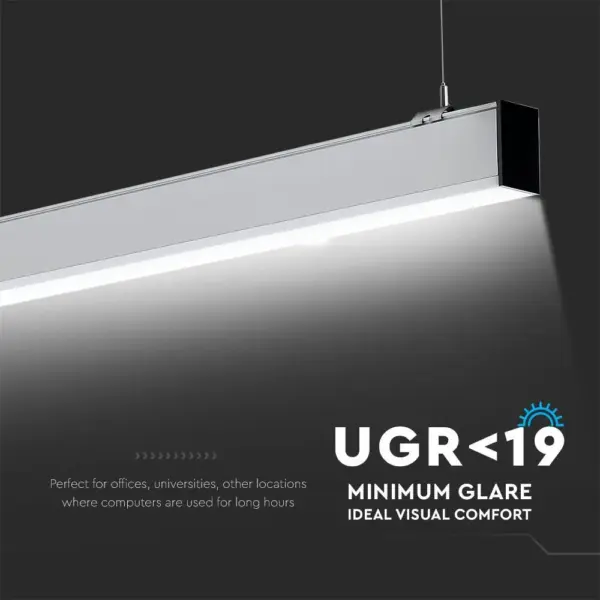 LED Γραμμικό Κρεμαστό Φωτιστικό 120cm UGR<19 Λευκό Linkable 40W Dimmable V-TAC PRO Samsung Chip 3510lm Φυσικό Λευκό 4000K – 21383