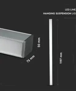 LED Γραμμικό Κρεμαστό Φωτιστικό 120cm Ασημί 40W V-TAC PRO Samsung Chip 3590lm 120° Φυσικό Λευκό 4000K – 21384