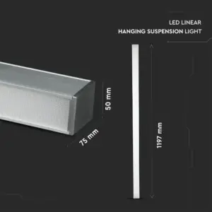 LED Γραμμικό Κρεμαστό Φωτιστικό 120cm Ασημί 40W V-TAC PRO Samsung Chip 3590lm 120° Φυσικό Λευκό 4000K – 21384
