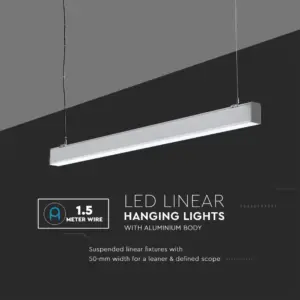 LED Γραμμικό Κρεμαστό Φωτιστικό 120cm Ασημί 40W V-TAC PRO Samsung Chip 3590lm 120° Φυσικό Λευκό 4000K – 21384