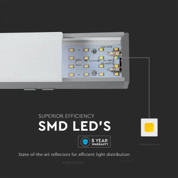 LED Γραμμικό Κρεμαστό Φωτιστικό 120cm Ασημί 40W V-TAC PRO Samsung Chip 3590lm 120° Φυσικό Λευκό 4000K – 21384