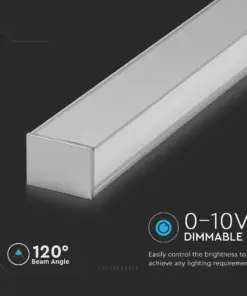 LED Γραμμικό Κρεμαστό Φωτιστικό 120cm Ασημί 40W V-TAC PRO Samsung Chip 3590lm 120° Φυσικό Λευκό 4000K – 21384
