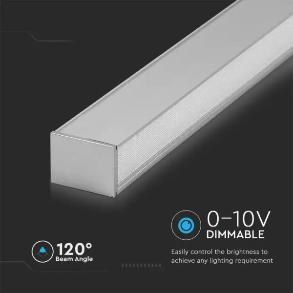 LED Γραμμικό Κρεμαστό Φωτιστικό 120cm Ασημί 40W V-TAC PRO Samsung Chip 3590lm 120° Φυσικό Λευκό 4000K – 21384