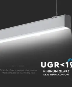 LED Γραμμικό Κρεμαστό Φωτιστικό 120cm Ασημί 40W V-TAC PRO Samsung Chip 3590lm 120° Φυσικό Λευκό 4000K – 21384