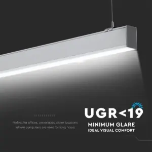 LED Γραμμικό Κρεμαστό Φωτιστικό 120cm Ασημί 40W V-TAC PRO Samsung Chip 3590lm 120° Φυσικό Λευκό 4000K – 21384