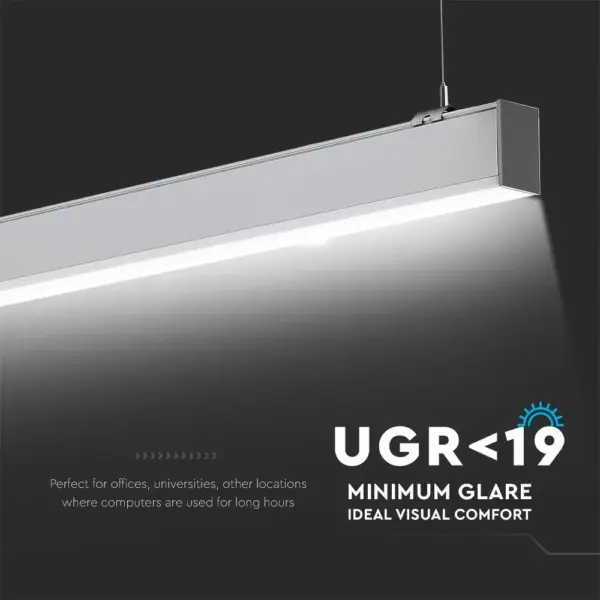 LED Γραμμικό Κρεμαστό Φωτιστικό 120cm Ασημί 40W V-TAC PRO Samsung Chip 3590lm 120° Φυσικό Λευκό 4000K – 21384