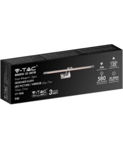 Γραμμικό Φωτιστικό Καθρέφτη/Πίνακα Τοίχου LED 8W V-TAC 120° 580lm Χρώμιο Φυσικό 4000K – 213894