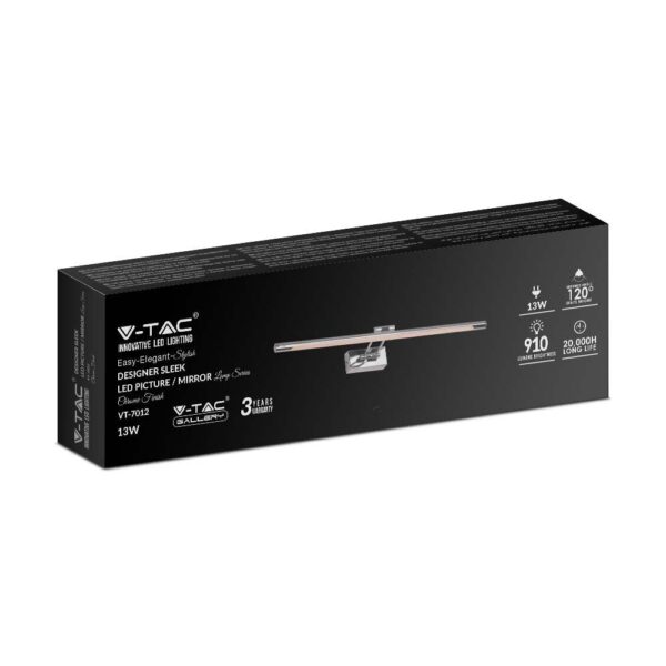 Φωτιστικό Καθρέφτη/Πίνακα Τοίχου LED 12W V-TAC 120° 910lm Χρώμιο Φυσικό 4000K – 213895