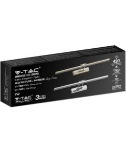 Γραμμικό Φωτιστικό Καθρέφτη/Πίνακα Τοίχου LED 8W V-TAC 120° 380lm Χρώμιο Θερμό 3000K – 213984