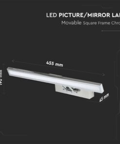 Γραμμικό Φωτιστικό Καθρέφτη/Πίνακα Τοίχου LED 8W V-TAC 120° 380lm Χρώμιο Θερμό 3000K – 213984