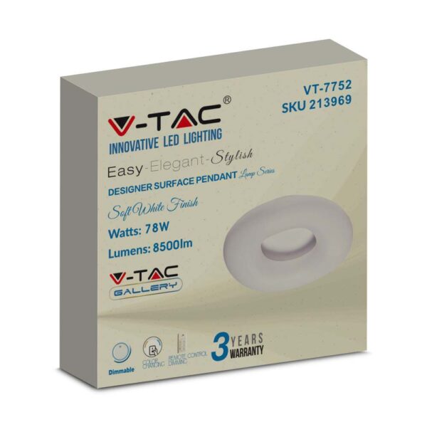 ΣΤΡΟΓΓΥΛΟ ΦΩΤΙΣΤΙΚΟ ΟΡΟΦΗΣ LED 82W   CCT ΑΛΛΑΓΗΣ ΧΡΩΜΑΤΟΣ 3 ΣΕ 1 ΜΕ ΔΥΝΑΤΟΤΗΤΑ ΡΥΘΜΙΣΗΣ ΡΥΘΜΙΣΗΣ ΜΕ ΤΗΛΕΧΕΙΡΙΣΤΗΡΙΟ V-TAC – 213969