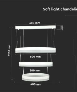 Κρεμαστός Πολυέλαιος LED Οροφής Τρεις Δακτύλιοι 86W Dimmable V-TAC 120° 4550lm Λευκό Θερμό Λευκό 3000K – 213989