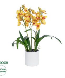 GloboStar® Artificial Garden YELLOW CHERRY CUMBIDIUM 21401 Διακοσμητικό Φυτό Κίτρινο Κυμβίδιο Υ60cm