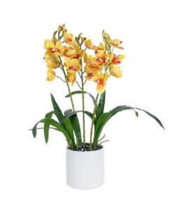 GloboStar® Artificial Garden YELLOW CHERRY CUMBIDIUM 21401 Διακοσμητικό Φυτό Κίτρινο Κυμβίδιο Υ60cm