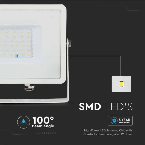 LED Προβολέας 30W V-TAC PRO Samsung Chip 100° 2340lm Λευκός Αδιάβροχος IP65 Θερμό 3000K – 21403