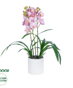 GloboStar® Artificial Garden PALE PINK CHERRY CYMBIDIUM 21403 Διακοσμητικό Φυτό Ροζ Κυμβίδιο Υ60cm