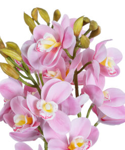GloboStar® Artificial Garden PALE PINK CHERRY CYMBIDIUM 21403 Διακοσμητικό Φυτό Ροζ Κυμβίδιο Υ60cm