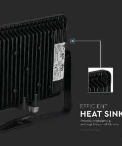 LED Προβολέας 50W V-TAC PRO Samsung Chip 100° 4000lm Μαύρος Αδιάβροχος IP65 Ψυχρό 6400K – 21408