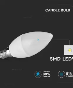 LED λάμπα E14 κερί SMD 3.7W θερμό λευκό 3000K V-TAC – 214216